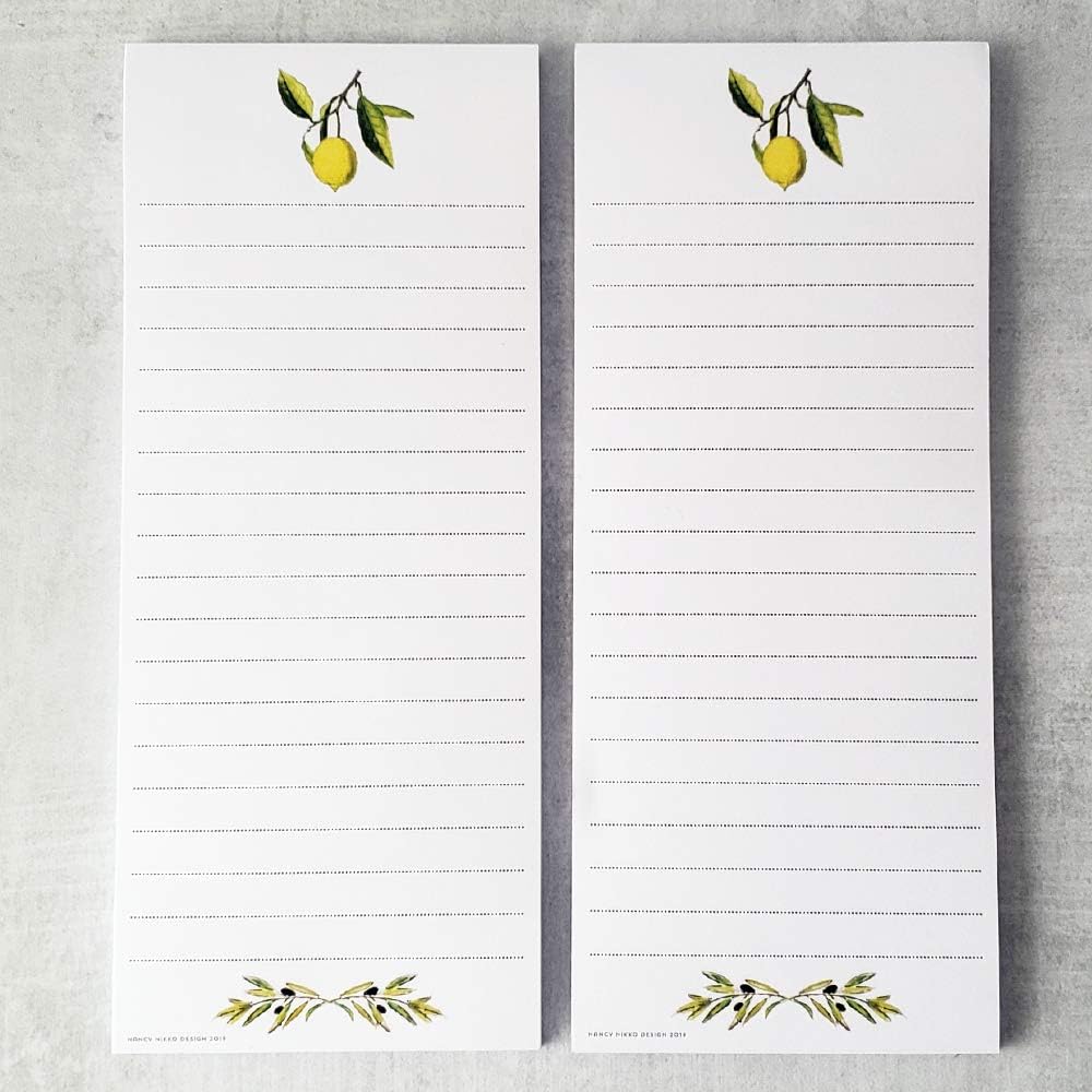 Nancy Nikko lemon and olive branch refrigerator notepads front view