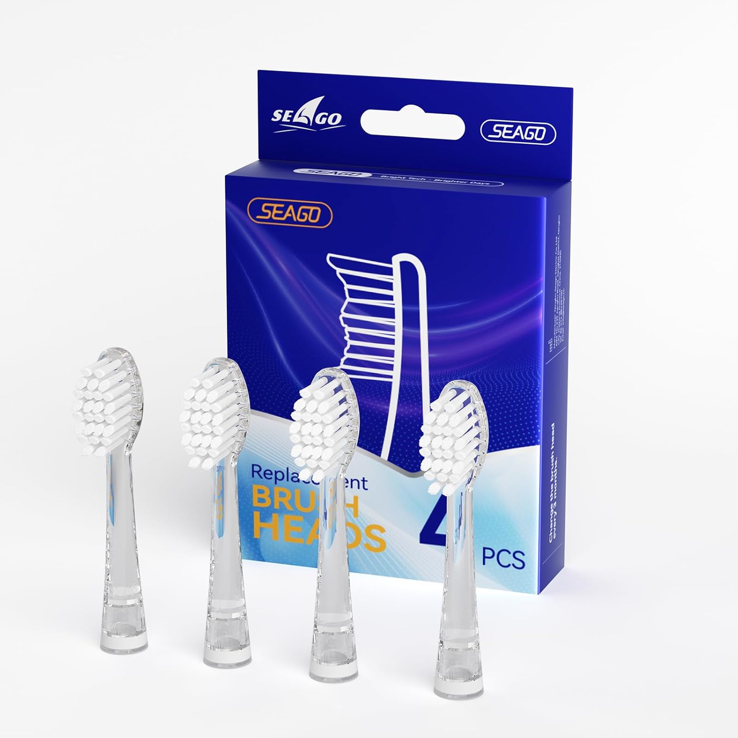 SEAGO Kids Toothbrush Replacement Heads pack of 4 front view for oral hygiene.