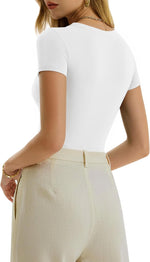 MANGOPOP crew neck bodysuit neckline and shoulder stitching