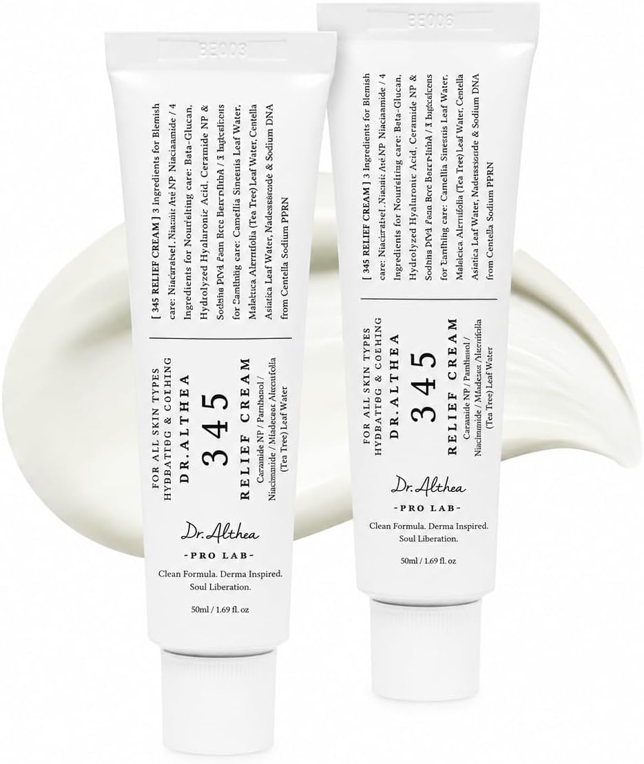 Dr. Althea 345 Relief Cream Daily Face Moisturizer twin pack front view showing packaging tubes for authentic Korean skincare