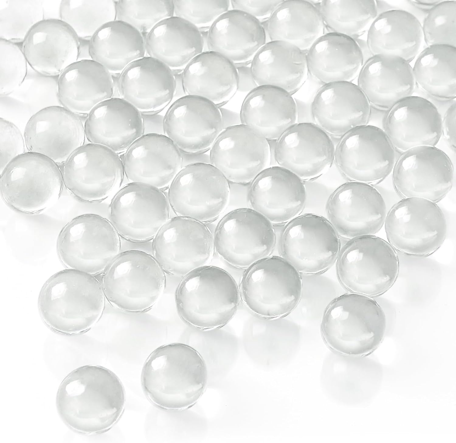 SallyFashion Clear Glass Marbles front view of 75 pieces pack for home decoration