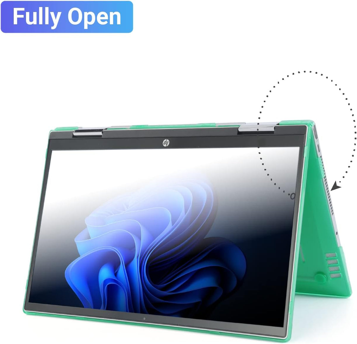 mCover translucent green laptop cover port cutout view