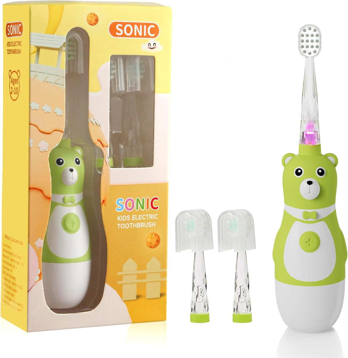 Sanguisync Kids Electric Toothbrush front view bear design for toddlers.