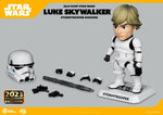 Luke Skywalker action figure posed with E-11 blaster rifle