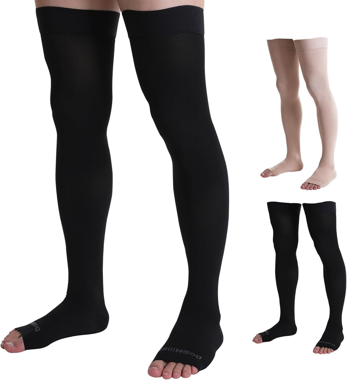 Doc Miller Thigh High Open Toe Compression Stockings, 30-40mmHg | Men & Women, Varicose Veins, Pregnancy Support - Image 10