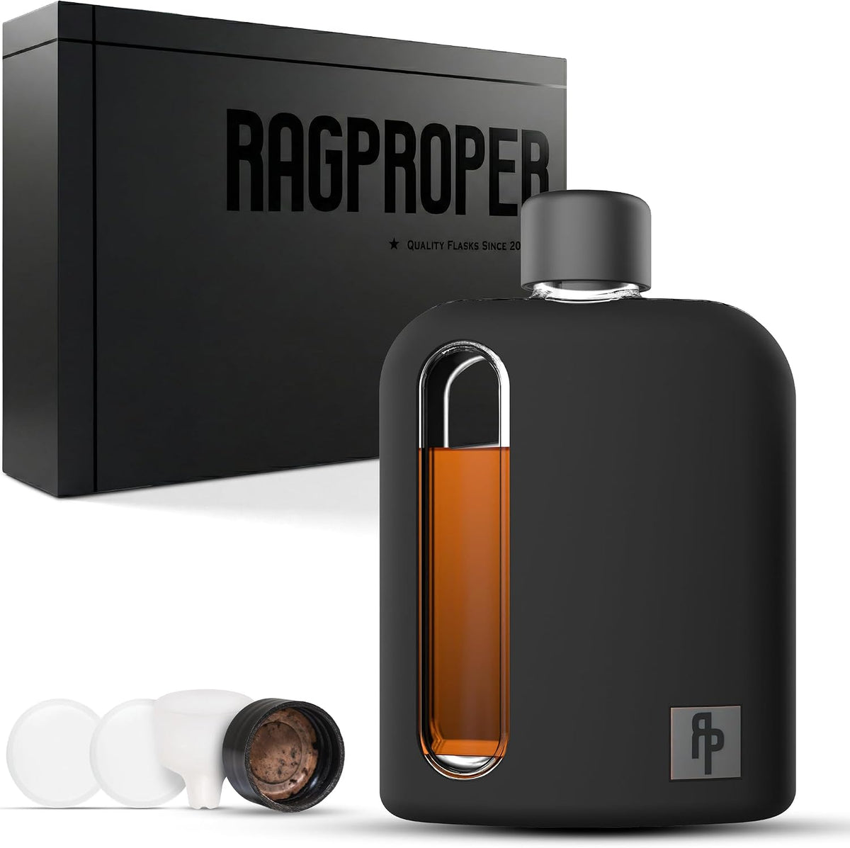Modern Glass Hip Flask - Durable Leather Covered Flask for Whiskey, Spirits, & Other Liquor - Ideal Glass Flask for Men & Women (Single Shot 100ml, Leather Black) - Image 15