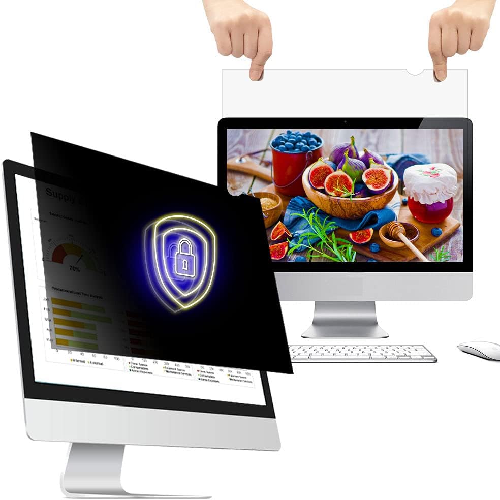 WELINC 17 inch desktop computer privacy screen filter front view on a square monitor.