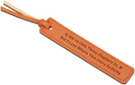 Fleure Esme leather bookmark front view featuring engraved text