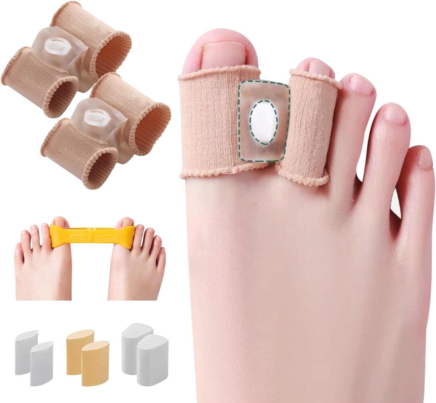 Pitoyteck - Adjustable Big Toe Separators for Women & Men Bunion Corrector & Hammer Toes Straightener, Silicone Spacers for Overlapping Toes, Corn Relief & Foot Pain Support, Soft Gel Protectors - Image 1