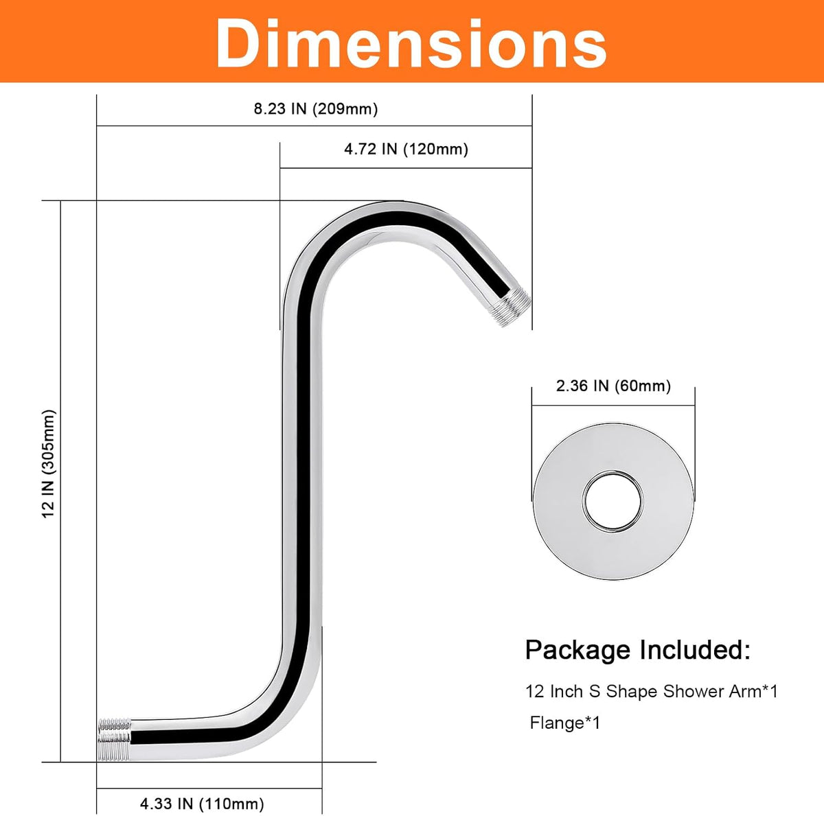 HarJue high rise shower extension pipe angled side profile