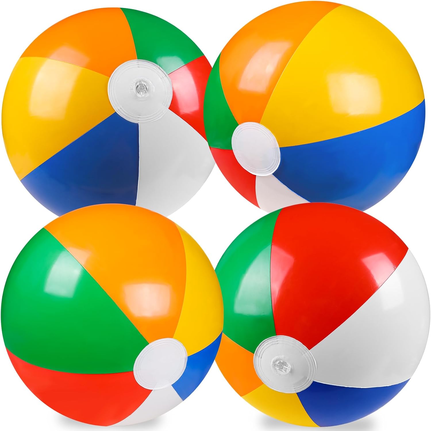 JOYIN inflatable rainbow beach balls four pack front view for pool games