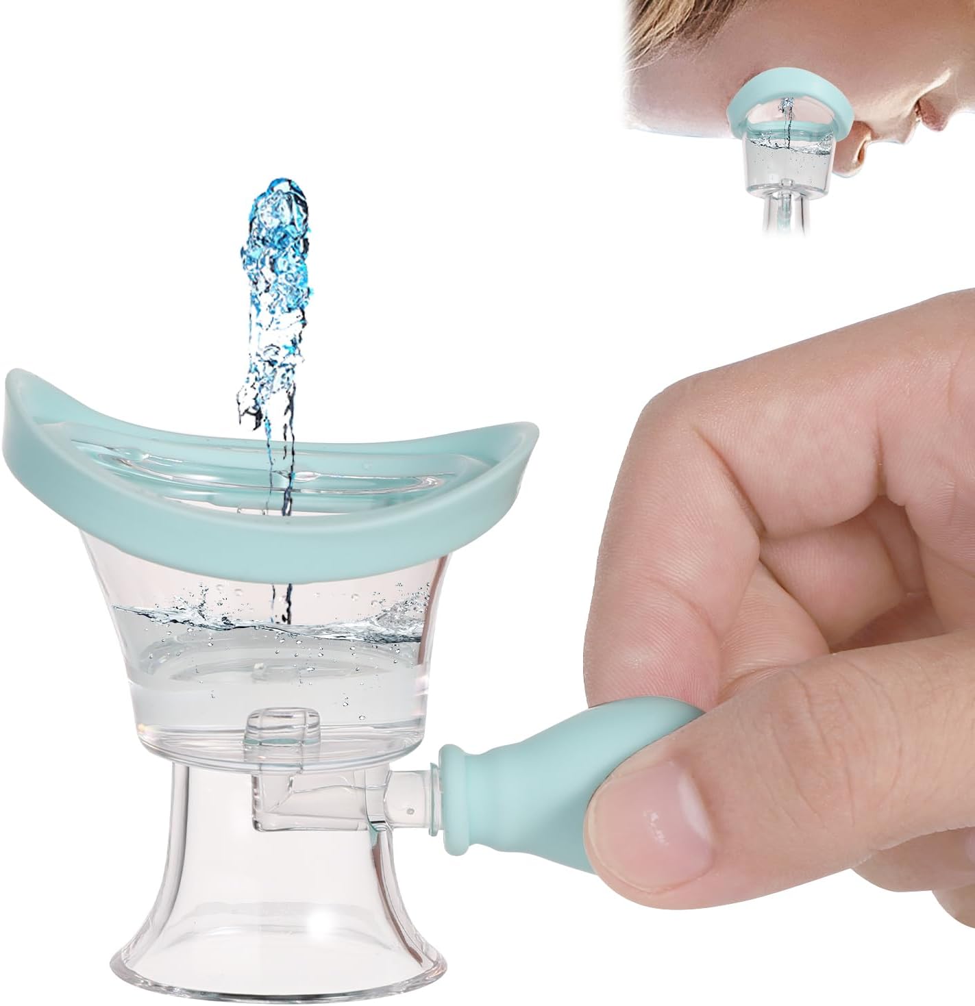 Eye Wash Cup, Manual Air Pressure Eye Wash Cleaner Kit Silicone Eyewash Cups with Storage Container Eye Wash Rinse Cup Effective Eye Cleansing Makeup Irritants Soothing Eyes(Blue) - Image 1