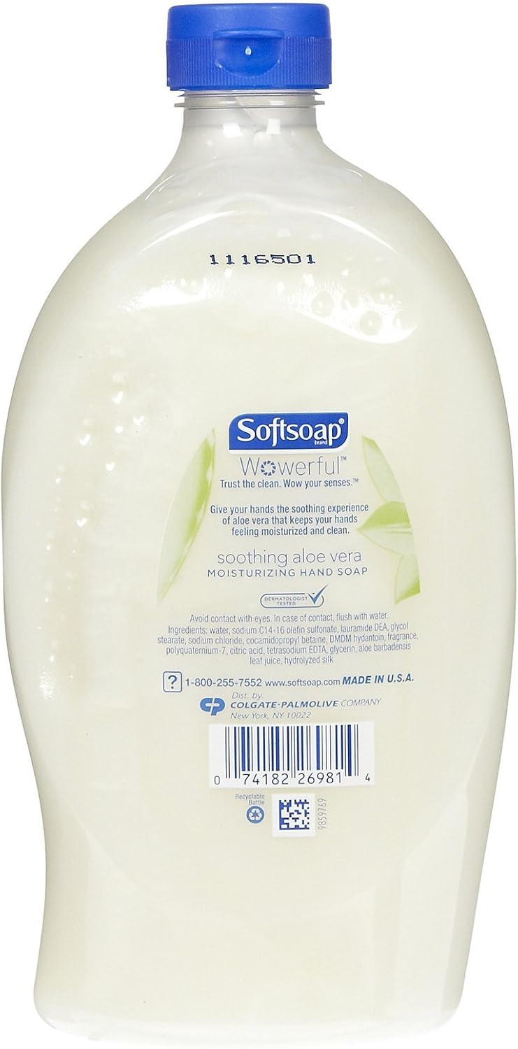 Softsoap 32 Fluid Ounce aloe vera hand soap refill packaging details