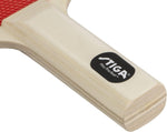 STIGA ping pong paddle held in hand demonstrating grip comfort