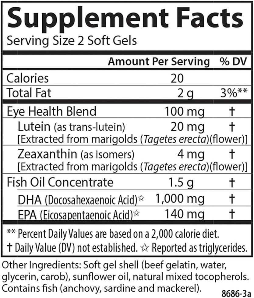 Carlson Right for the Macula dietary supplement bottle back view