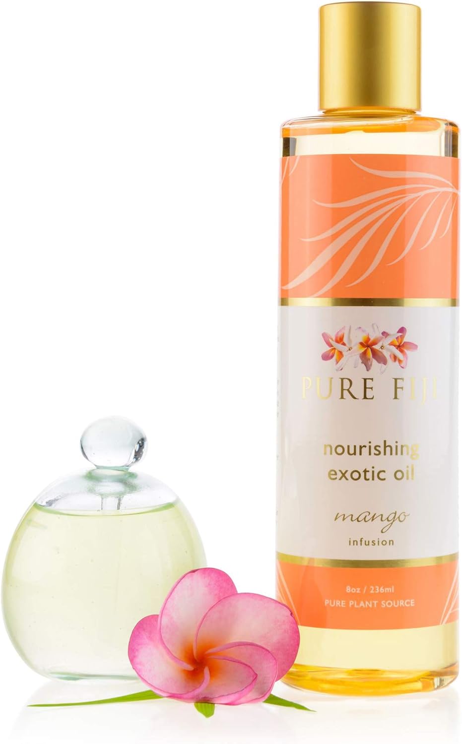 Pure Fiji massage oil mango 8 ounce front view bottle