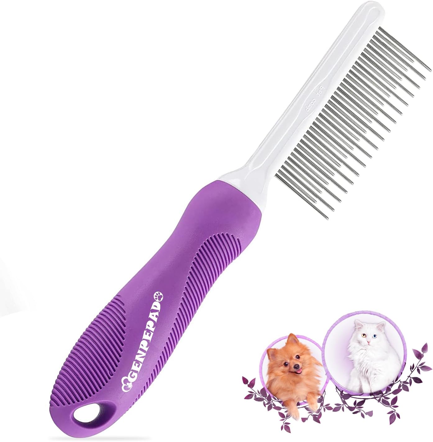 Genpepado grooming comb for dogs and cats front view