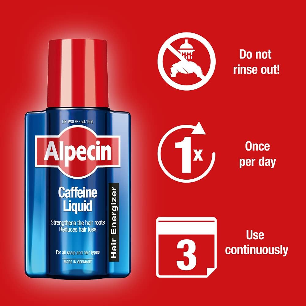 Alpecin men hair growth tonic bottle shown upright on surface
