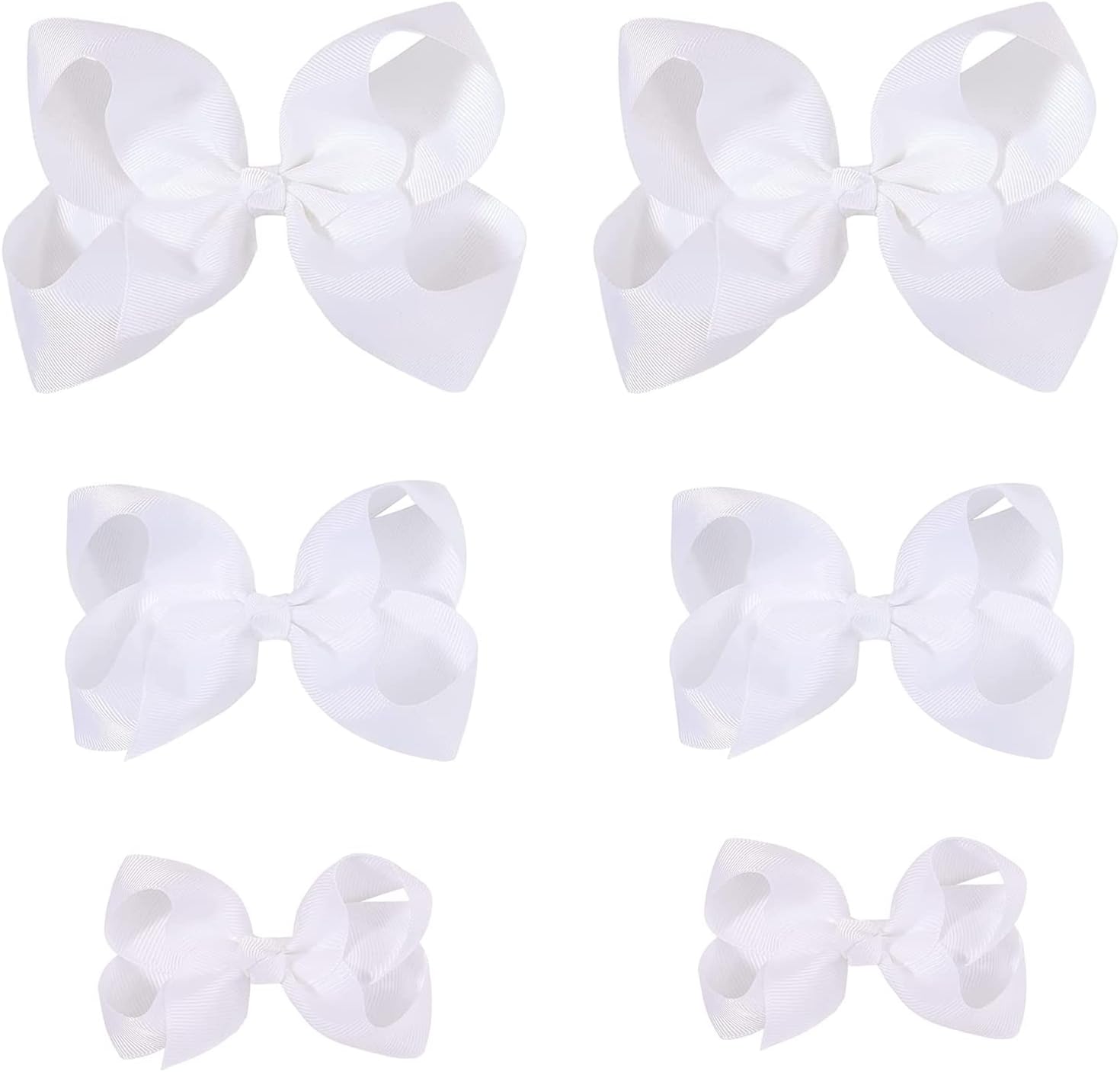 Clipband handmade grosgrain ribbon hair bows 6 piece set front view