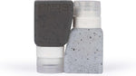 Gravel Silicone Travel Bottles for Toiletries 3oz (2-Pack) - Leakproof, BPA-Free, TSA Approved Travel Bottles with Label System for Shampoo, Conditioner, and Liquid Toiletries (Clear & Gray) - Image 1