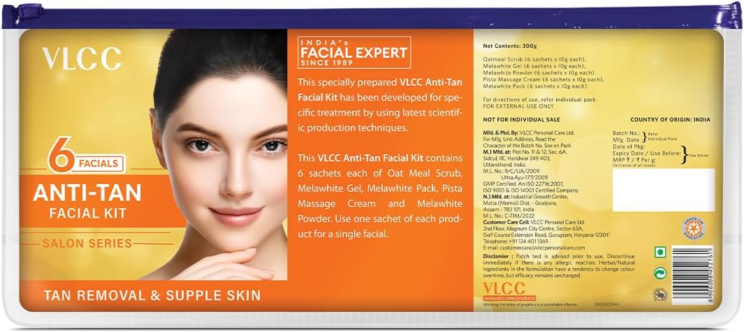 VLCC Salon Series Anti Tan Facial Kit ( 6 Facials ) - 300g - At Home Anti-Tan Facial Kit | Fights Sun Tan, Uneven Skin Tone | Refines and Brightens Skin Tone For Glowing Complexion - Image 1