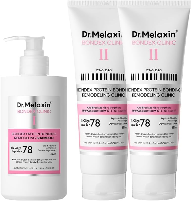 Dr. Melaxin Bondex protein bonding shampoo and conditioner set front view