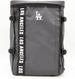 MLB black daypack side angle showing depth