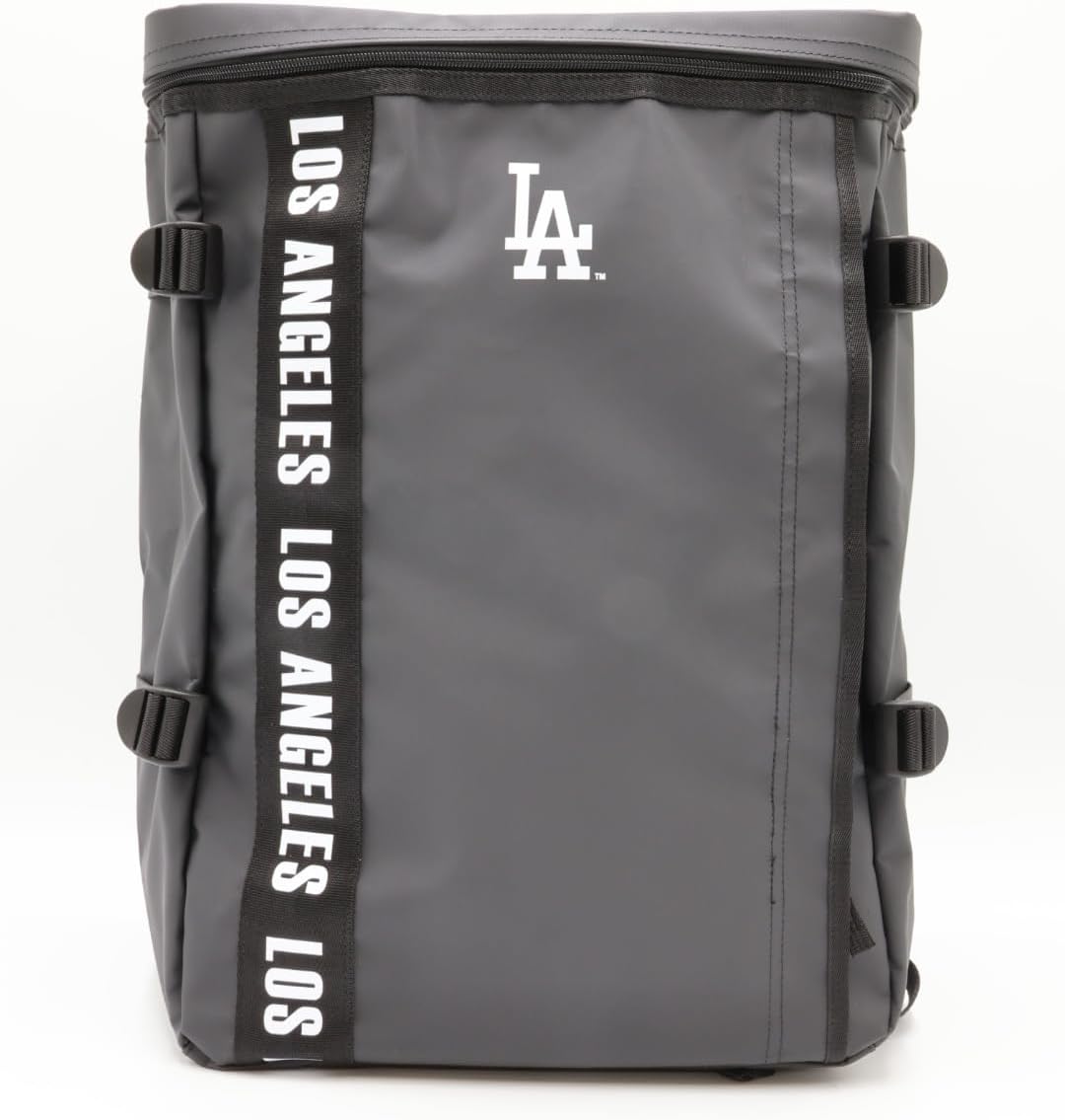MLB black daypack side angle showing depth