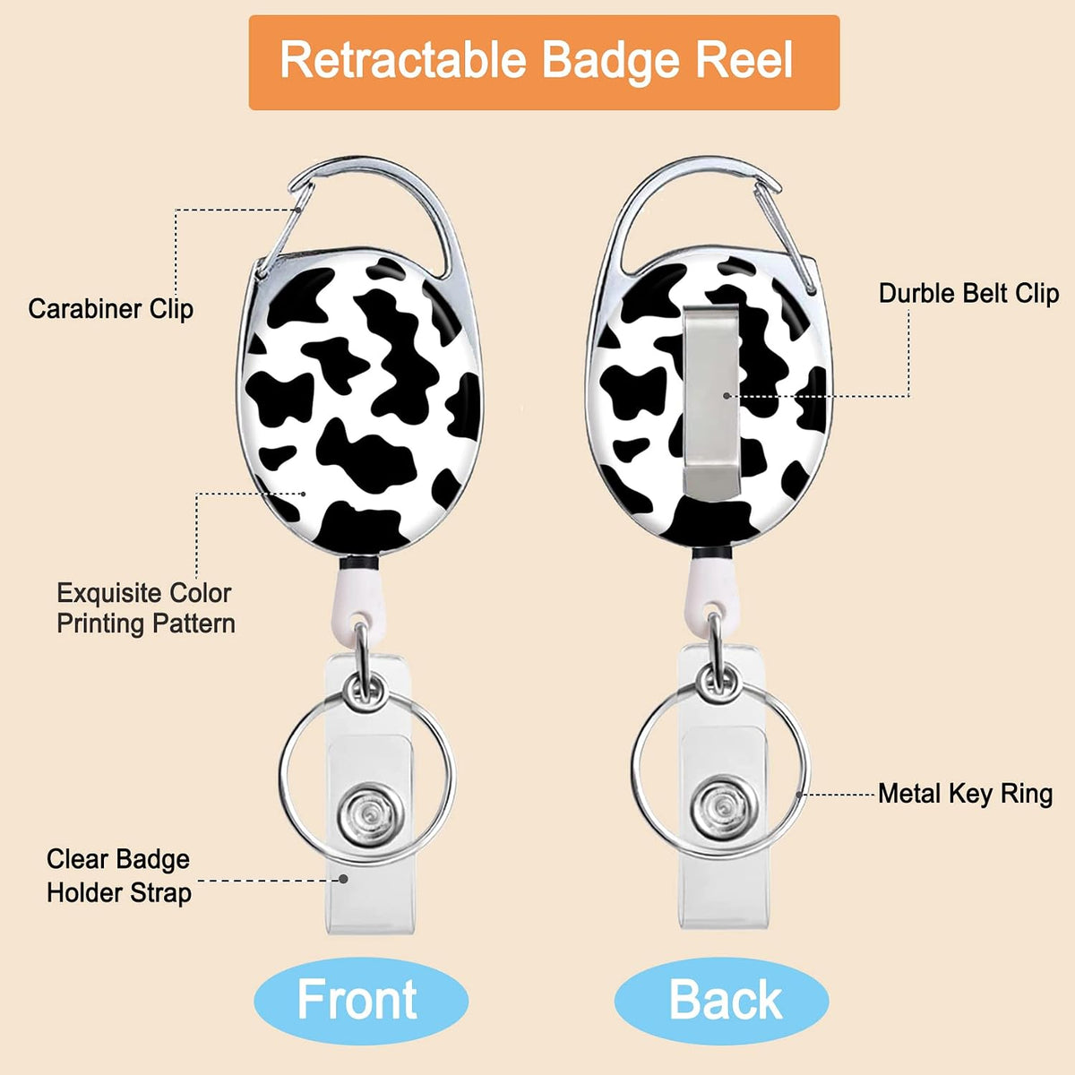 Retractable badge holder attached to a belt clip