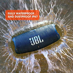 JBL Charge 5 branding and mesh texture detail