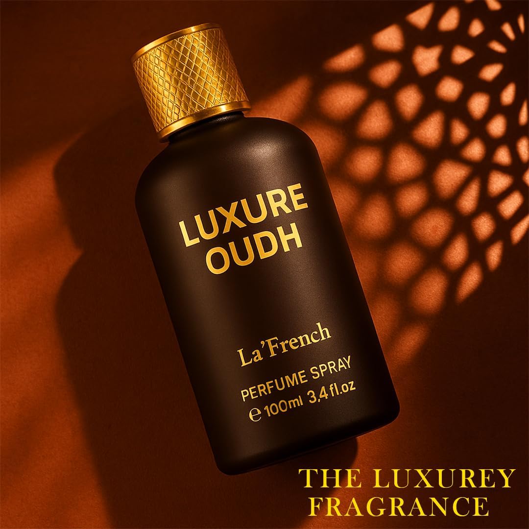 La French Luxure Oudh Perfume bottle angle view