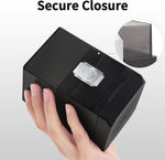 Sooez card storage container showcasing the secure snap-fit closure mechanism