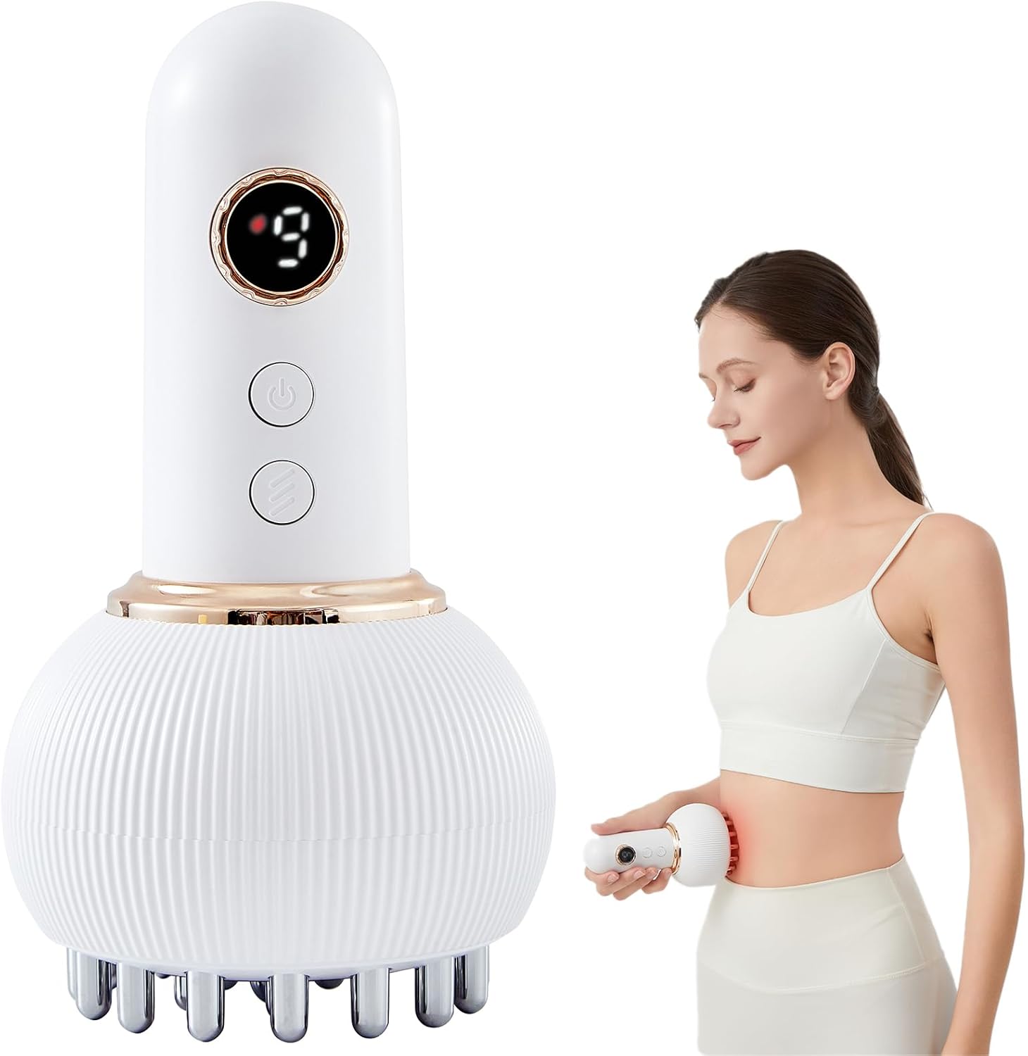 VishBin Paiaito Lymphatic Drainage Massager front view showing LED screen and premium white casing.