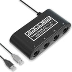 Pdobq Gamecube controller adapter front view showcasing four multiplayer ports.