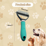 Generic green double-sided pet dematting rake for dogs and cats