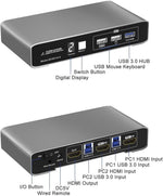 Terived USB 3.0 HDMI KVM switch with wired remote accessory