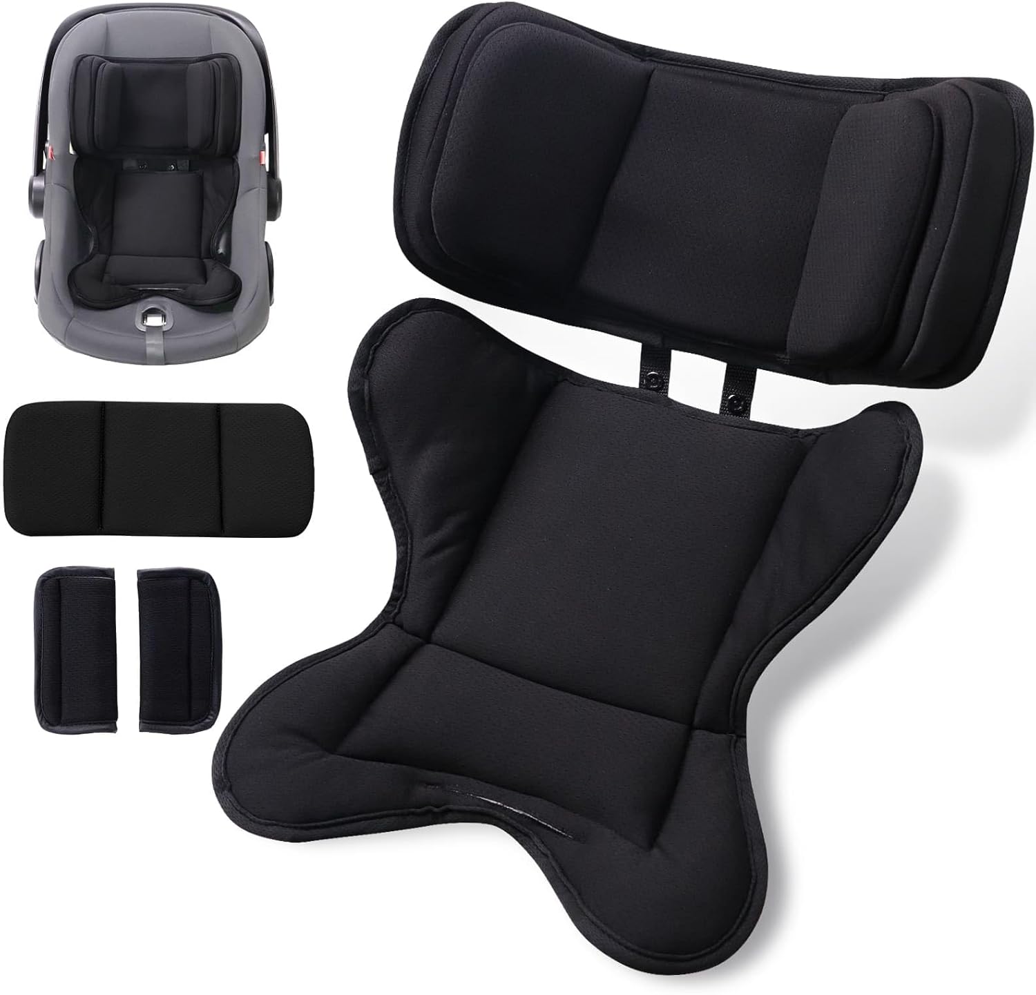 TinlyFinly infant car seat insert front view showing universal baby cushion design