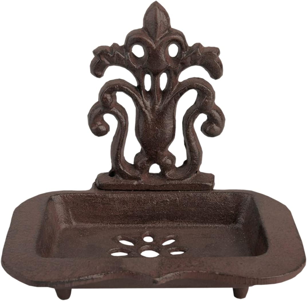 Esschert Design Classic Cast Iron Soap Dish front view rustic soap holder