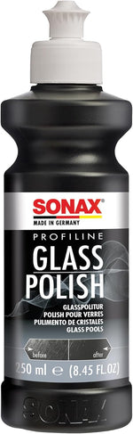 SONAX Profiline Glass Polish 250 Millilitres bottle front view car windshield restoration compound