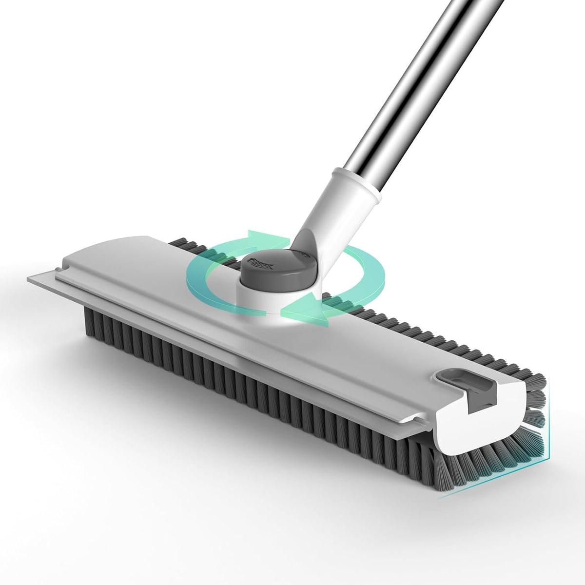 Dripdropjoy 3-in-1 floor scrub brush with long handle white front view