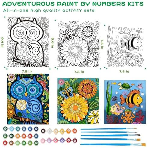 Three different sizes of pre printed framed canvases from Wings Giant art supplies kit