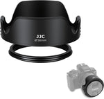 JJC 58mm Tulip Flower Lens Hood front view attached to camera lens