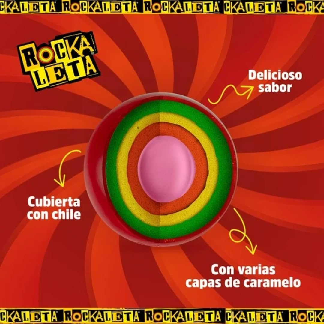 Individual wrapped Rockaleta spicy lollipops in a pile