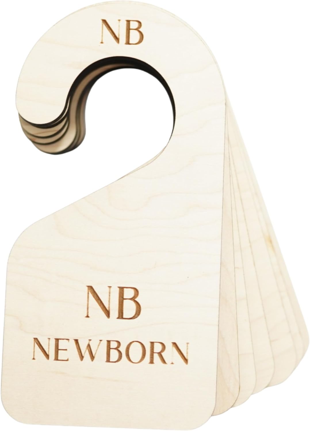 Baby clothing hangers and size dividers set layout