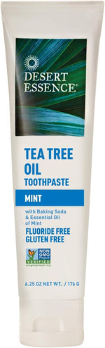 Desert Essence Tea Tree Oil Mint Toothpaste, Fluoride Free, 6.25 oz | Baking soda and sea salt help clean teeth and reduce surface buildup; SLS-free formula freshens breath - Image 9