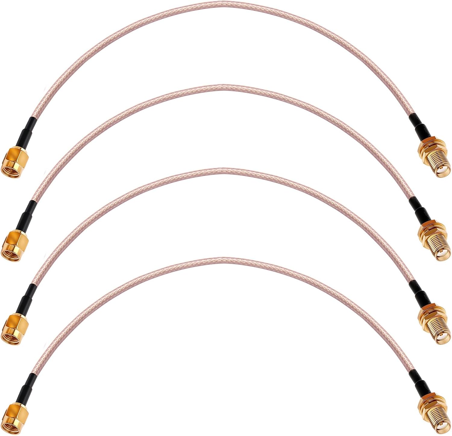 Exgoofit SMA male to SMA female bulkhead mount cable 4-pack set