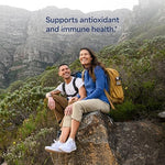 Close up of the rapid release softgels of Puritan's Pride antioxidant supplement outside the bottle