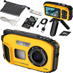 Guedieo 48MP underwater camera front view in yellow