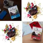 Nutritional label and packaging information of the twenty one ounce gluten free snacking chocolate bag.