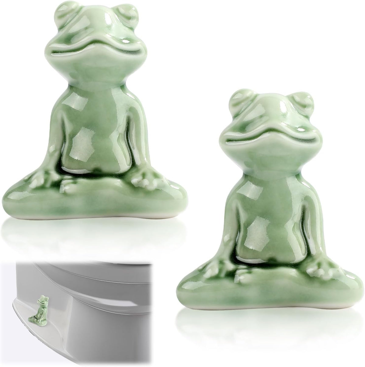 PEUTIER ceramic frog toilet bolt covers front view bathroom decor